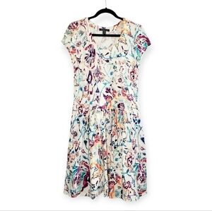 Peruvian Connection Wanderlust Floral Jersey Short Sleeve Pleated